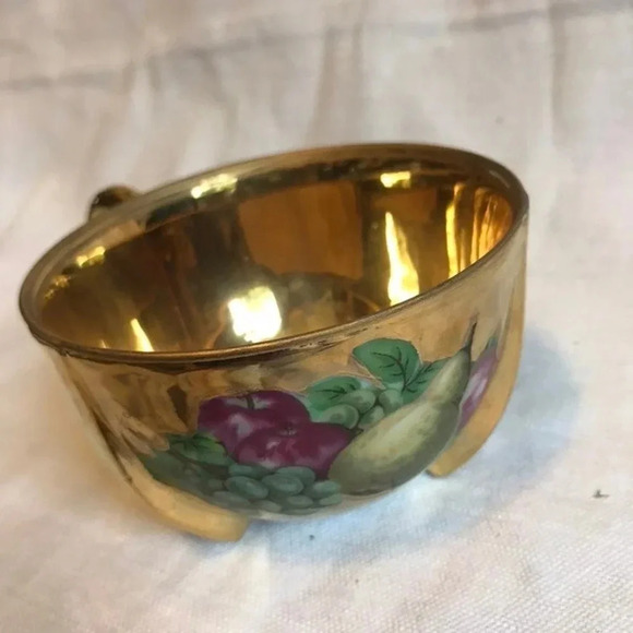 Vintage Made in Japan Hand Fruity Painting Teacup No Plate Golden Art Decor - Picture 7 of 8